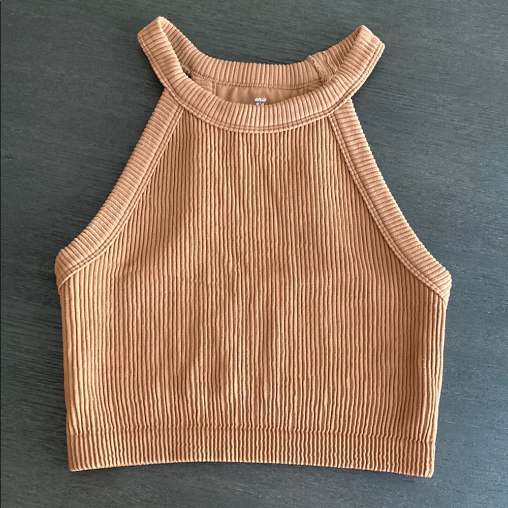 Aerie Seamless Ribbed high neck Crop Tank